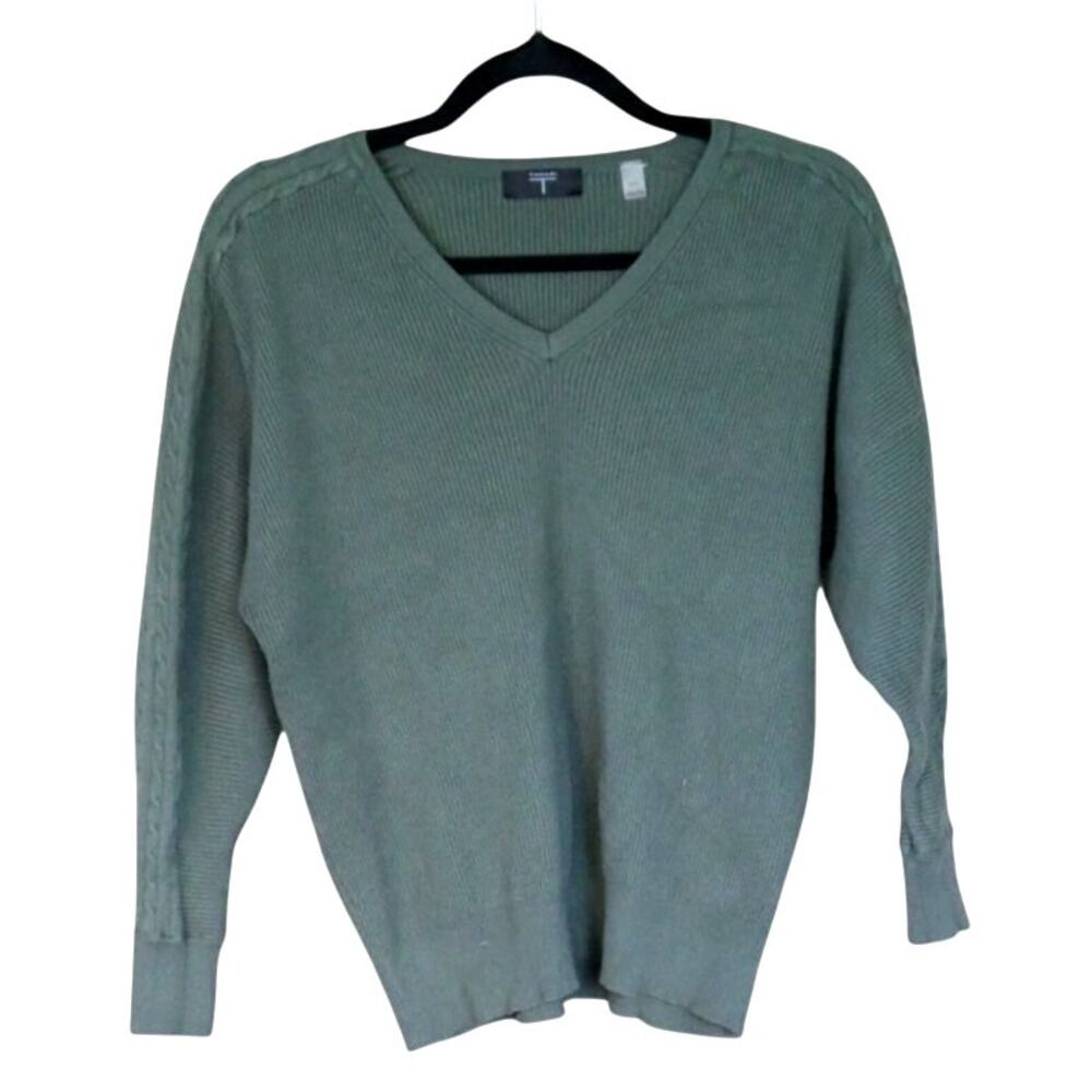 Tahari V-neck Sweater with Braid Detailing